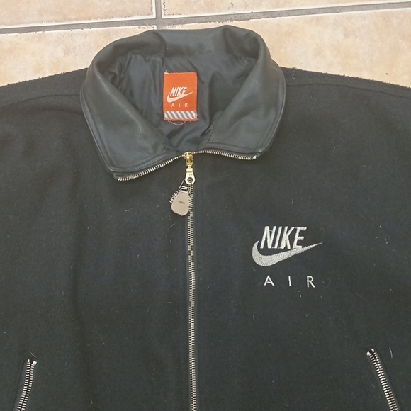 Mens Vintage Nike Air Varsity Wool Leather Jacket L - Picture 2 of 11